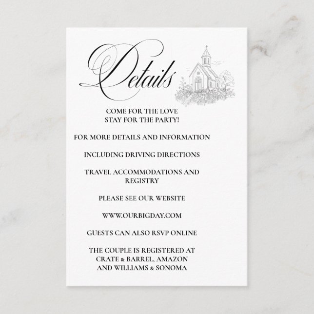 Church Calligraphy Enclosure Card Details Begleitkarte (Vorderseite)