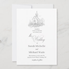 Church Calligraphy Wedding Invitation Einladung