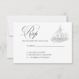 Church Calligraphy Wedding RSVP card Karte