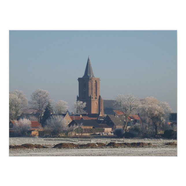 Church Dutch village winter,  Poster (Vorderseite)