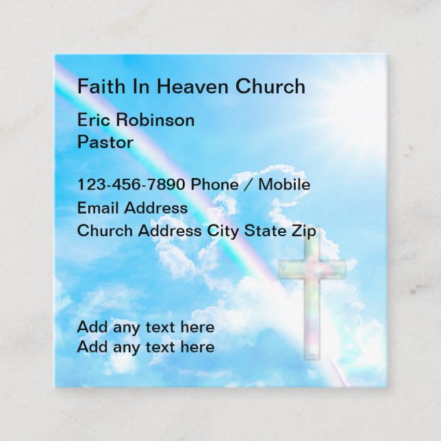 Church Faith Business Cards Rainbow Quadratische Visitenkarte (Vorderseite)
