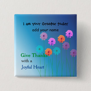 Church Greeter Name Plate Button