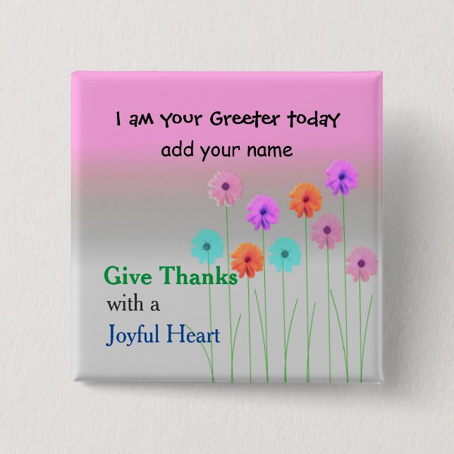Church Greeter Name Plate Button (Vorderseite)