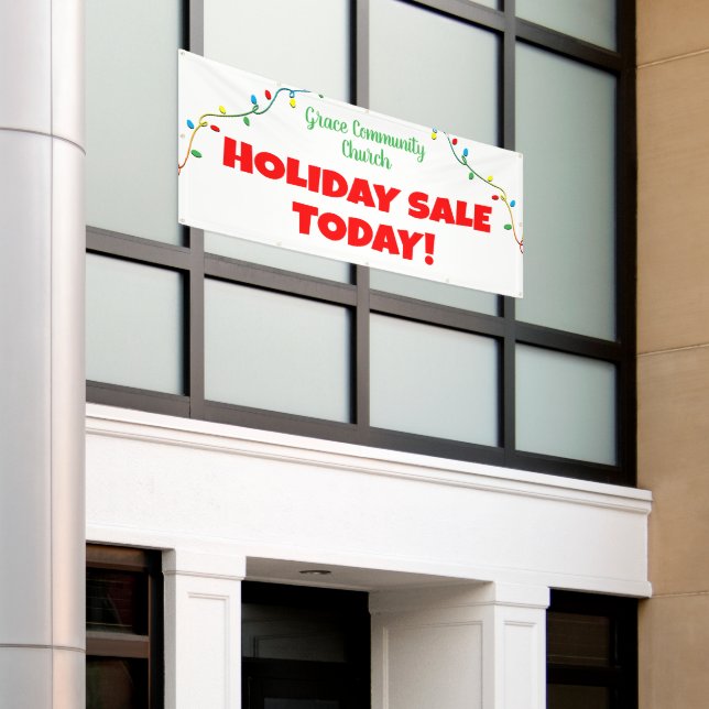 Church Holiday Sale! Personalisiertes Weihnachtsba Banner (Äußeres Gebäude)