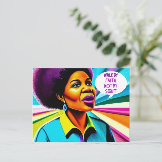 Church Lady Walk By Faith Art Carte Postale (Debout devant)
