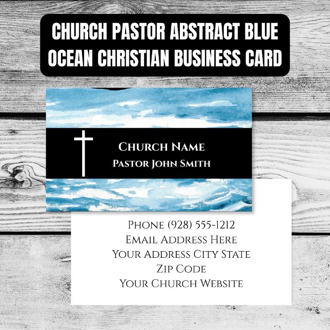 Church Pastor Abstract Blue Ocean Christian Visitenkarte (Church Pastor Abstract Blue Ocean Christian Business Card)