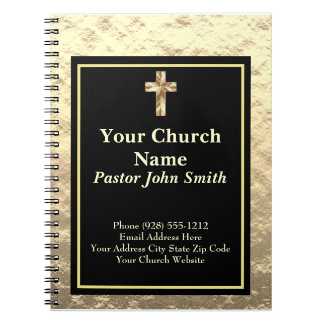 Church Pastor Classy Gold et Black Office Journal (Devant)