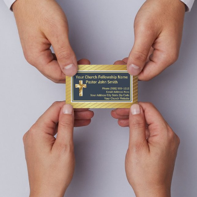 Church Pastor Classy Gold Et Cartes de visite De M (Church Pastor Classy Gold And Navy Business Cards)