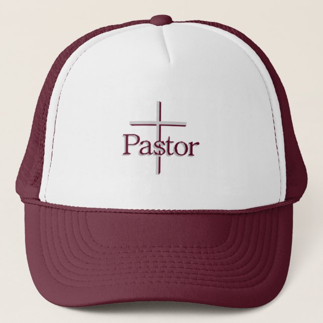 Church Pastor Gray Cross Trucker Hat Truckerkappe (Vorderseite)