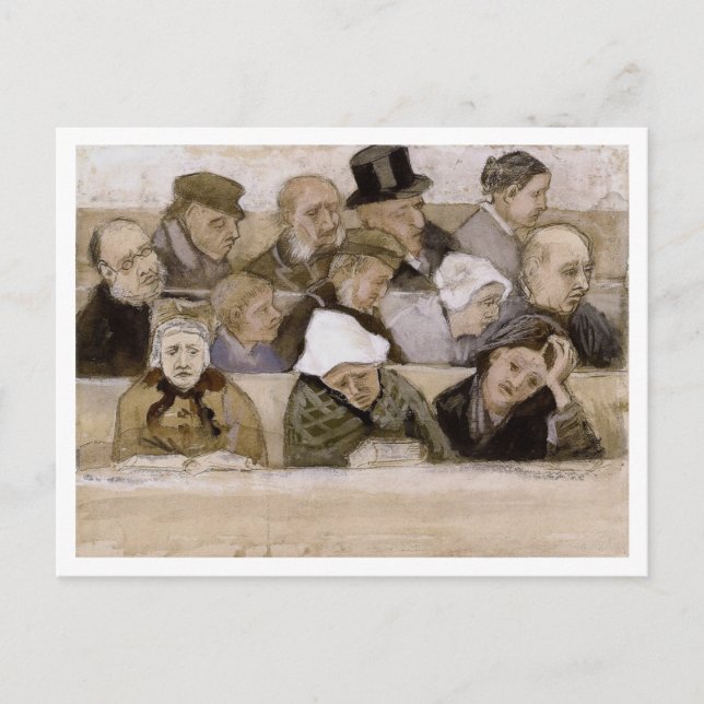 Church Pew with Worship, Vincent van Gogh Postkarte (Vorderseite)