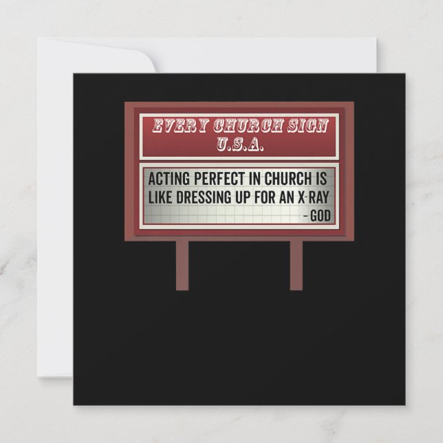 Church Relboard Signs Christlich Joke Schauspiel Dankeskarte (Vorderseite)