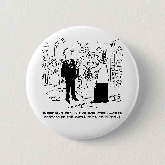 Church Service Wedding Vicar sagt Nein zu Anwälten Button (Vorderseite)