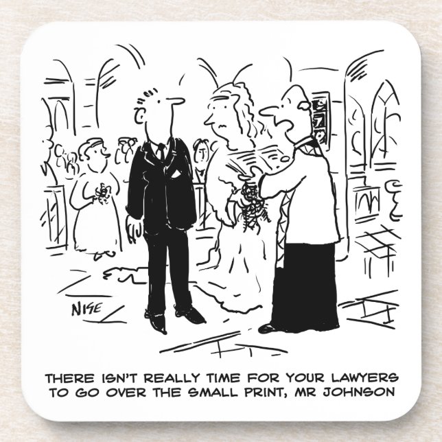 Church Service Wedding Vicar sagt Nein zu Anwälten Getränkeuntersetzer (Vorderseite)