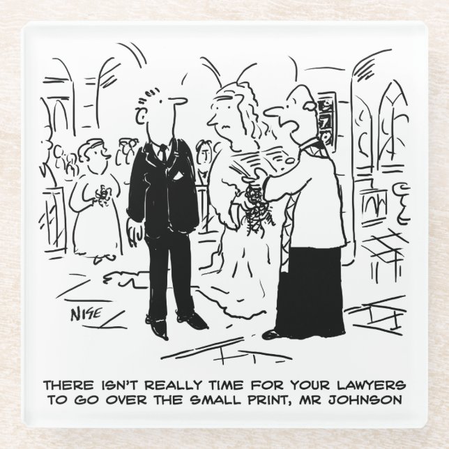 Church Service Wedding Vicar sagt Nein zu Anwälten Glasuntersetzer (Vorderseite)