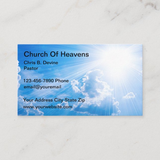 Church Sky Sun Light Beams Business Cards Visitenkarte (Vorderseite)