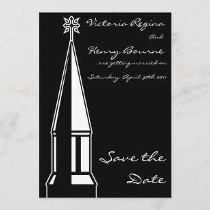Church Steeple Save the Date Einladung Black