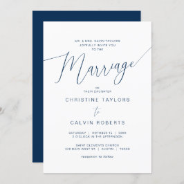 Church Wedding, Parents Hosting, Navy Blue Script Einladung