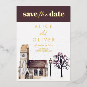 Church Winter Religious Zeremony Save the Date Folieneinladung
