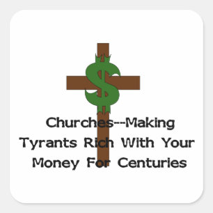 Churches Heart Money Quadratischer Aufkleber