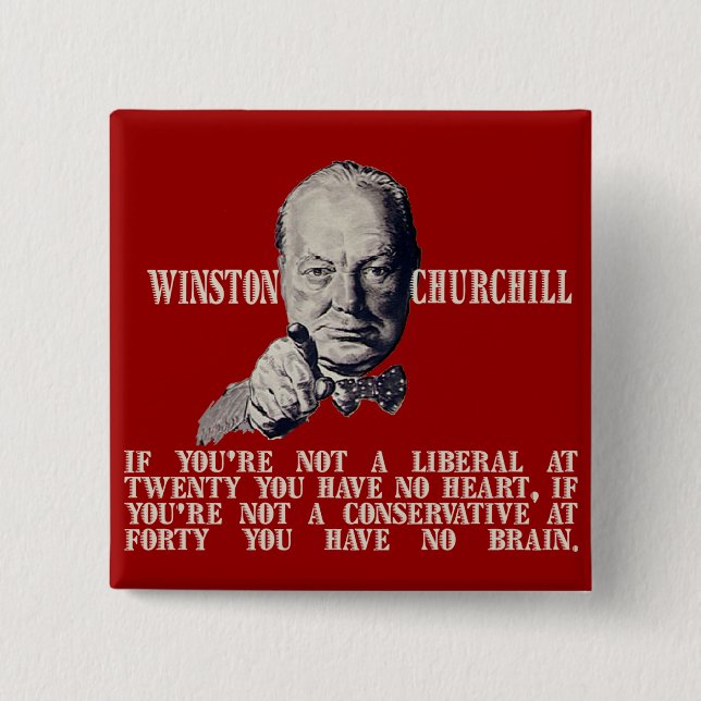 Churchill auf Konservativen und Liberalen Button (Vorderseite)