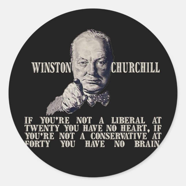 Churchill auf Konservativen und Liberalen Runder Aufkleber (Vorderseite)