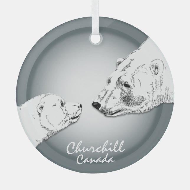 Churchill Canada Ornament Polar Bear Keepake Aus Glas (Vorderseite)