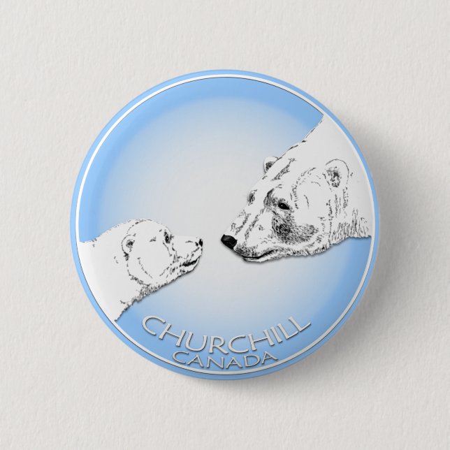 Churchill Souvenirs Polar Bären Kunst Shirt und Ge Button (Vorderseite)