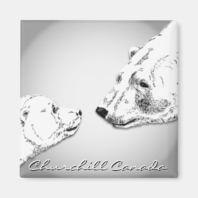 Churchill Souvenirs Polar Bären Magnete und Gesche Magnet (Vorne)