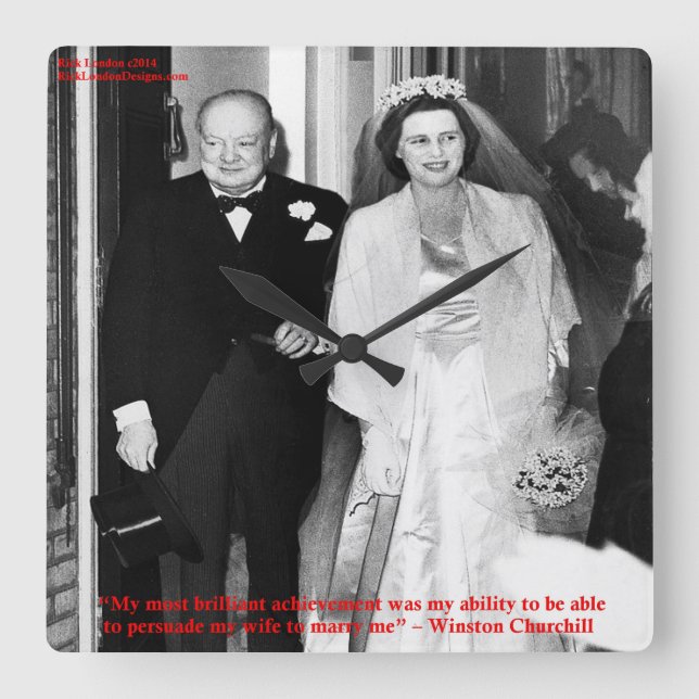 Churchill und die berühmte Wall Clock Quadratische Wanduhr (Vorderseite)