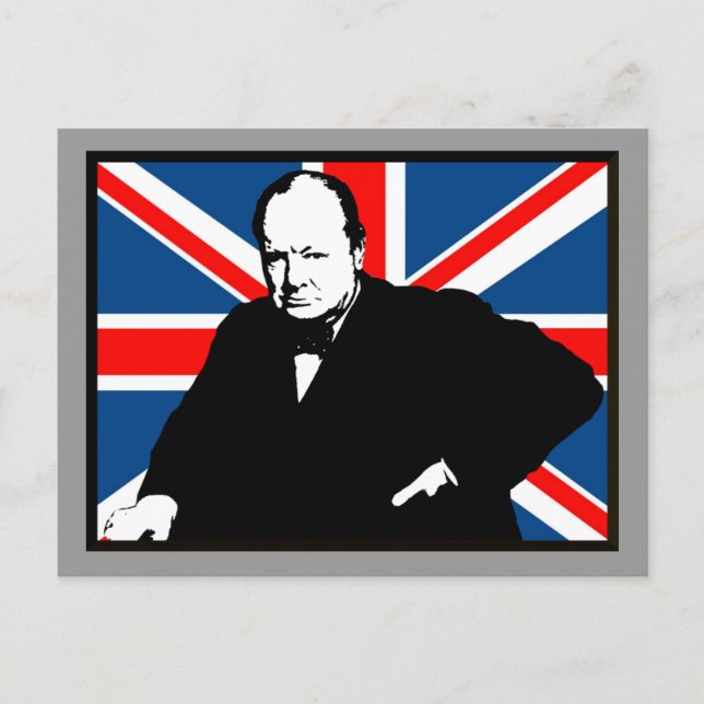 Churchill und Union Jack Postkarte (Vorderseite)