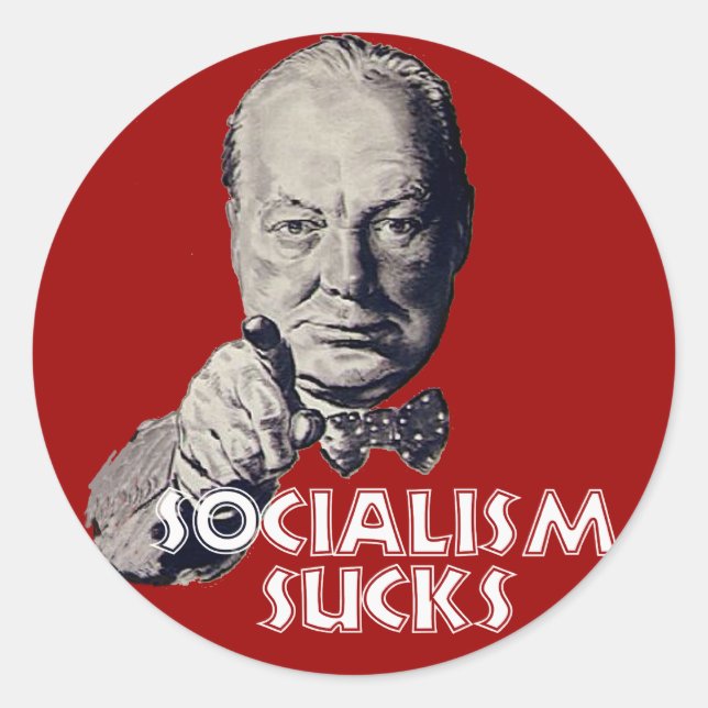 Churchill Zitat: Sozialismus Sind zum Kotzen! Runder Aufkleber (Vorderseite)
