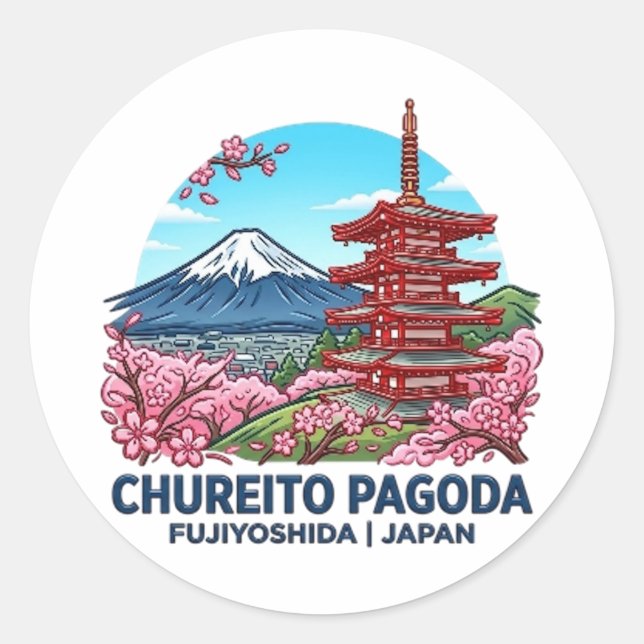CHUREITO-PAGODE RUNDER AUFKLEBER (Vorderseite)