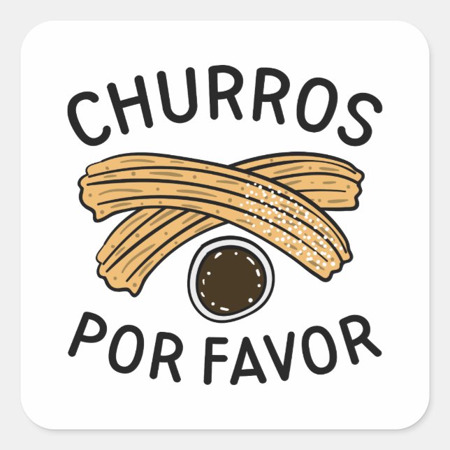 Churros Por Favor Quadratischer Aufkleber (Vorderseite)