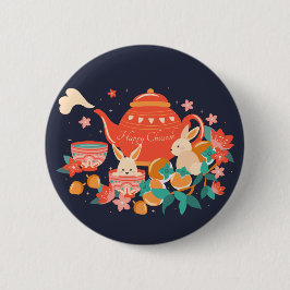 Chuseok Mitte Herbst Festival Moon and Stars Button