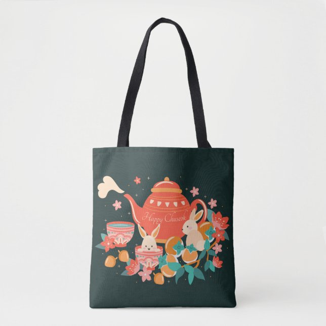 Chuseok Mitte Herbst Festival Moon and Stars Tasche (Vorderseite)