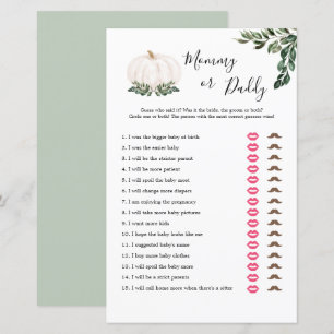 Chute Blanc Citrouille Carte De Jeu Maman Ou Papa