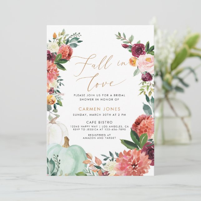 Chute d'amour Invitation de douche nuptiale, Flora (Debout devant)
