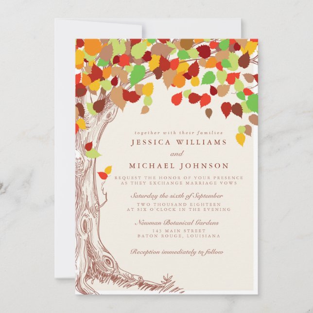 Chute dans des invitations de mariage d'amour (Devant)