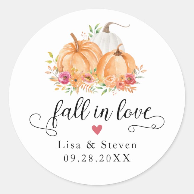 Chute dans l'amour Stickers de mariage Citrouille (Devant)