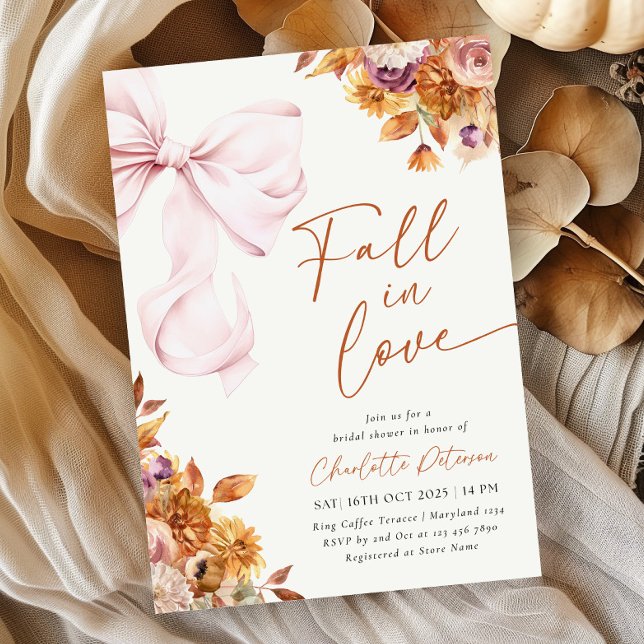 Chute dans Love Bow Floral Bridal Show Invitation (Créateur téléchargé)