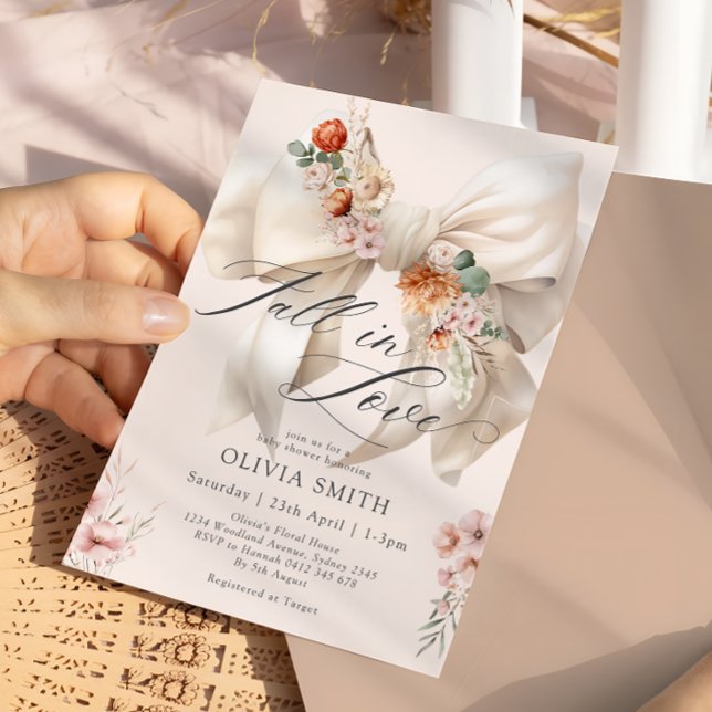 Chute dans Love Bow Invitation Baby shower Floral (Créateur téléchargé)