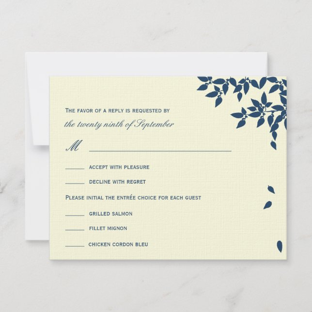 Chute des cartes de mariage Feuille RSVP/Response  (Devant)
