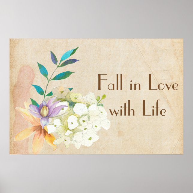 Chute en amour avec la vie Poster Floral (Devant)