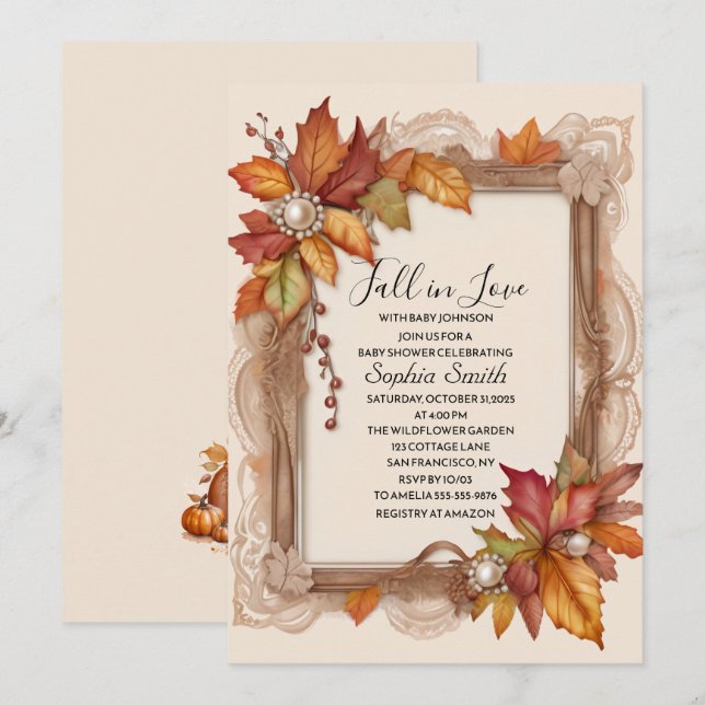 Chute en amour Baby shower Invitation (Devant / Derrière)