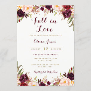 Chute en amour Carte de Fête des mariées florale B