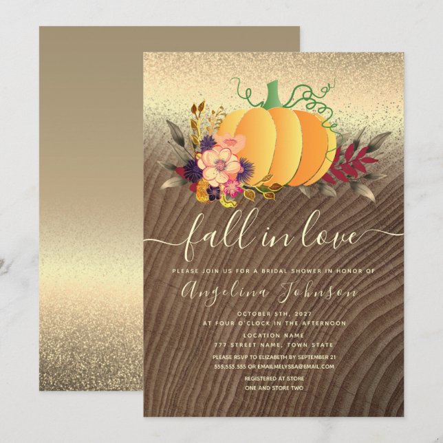 Chute en amour Invitation à la douche nuptiale (Devant / Derrière)