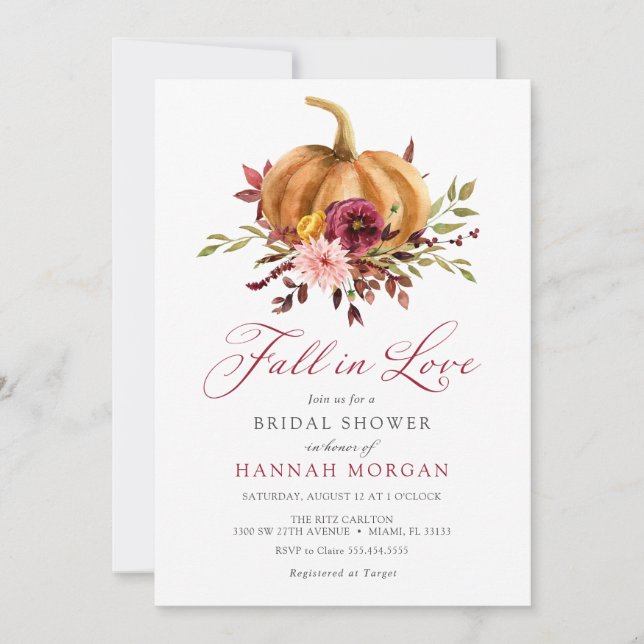 Chute en Amour Invitation de la douche nuptiale (Devant)