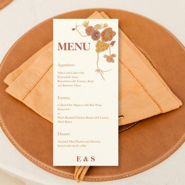 Chute Fleurs d'aquarelle Menu mariage (Créateur téléchargé)