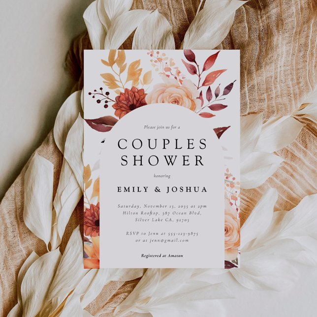 Chute Floral Boho Couples Douche Invitation (Créateur téléchargé)