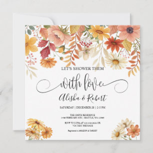 Chute Floral Couples Douche Invitation
